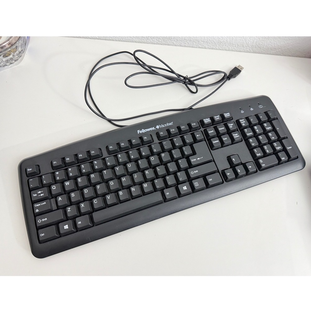Fellowes Microban Wired USB Keyboard Black Full Size QWERTY KB5320 9892901